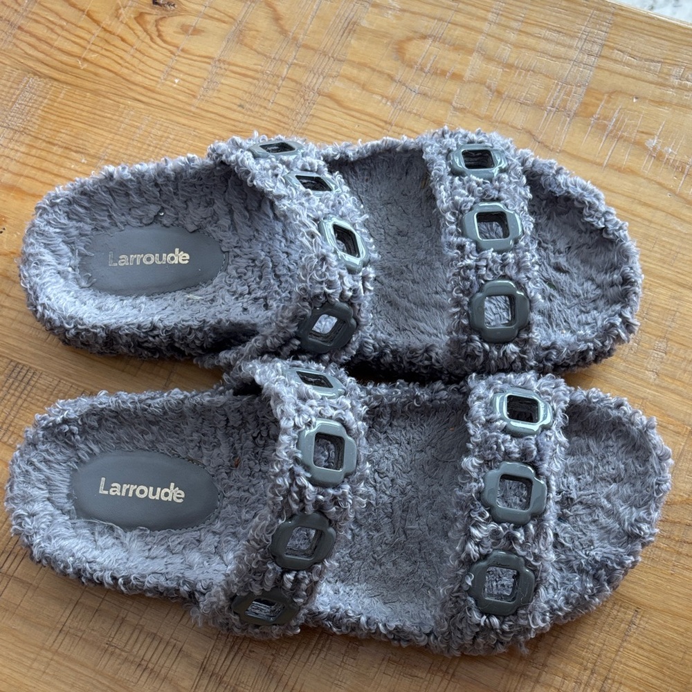 Larroude Faux Fur Slides